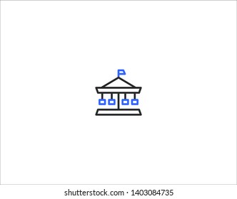2 color User Interface UI Icon Navigation series for Web & Mobile Design - Park Attraction, Rides, Amusement