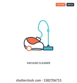 2 color Vacuum cleaner concept line vector icon. isolated two colored Vacuum cleaner outline icon with blue and red colors can be use for web, mobile. Stroke line eps 10.