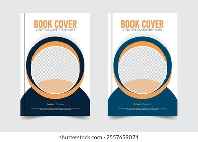 2 color variation modern style book cover design annual report cover with image
