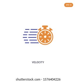 2 color Velocity concept vector icon. isolated two color Velocity vector sign symbol designed with blue and orange colors can be use for web, mobile and logo. eps 10.