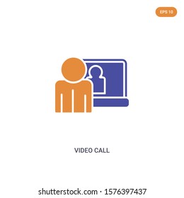 2 color Video call concept vector icon. isolated two color Video call vector sign symbol designed with blue and orange colors can be use for web, mobile and logo. eps 10.