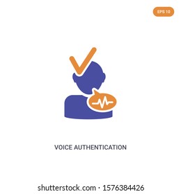 2 color voice authentication concept vector icon. isolated two color voice authentication vector sign symbol designed with blue and orange colors can be use for web, mobile and logo. eps 10.