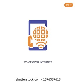 2 color voice over internet protocol concept vector icon. isolated two color voice over internet protocol vector sign symbol designed with blue and orange colors can be use for web, mobile and logo.