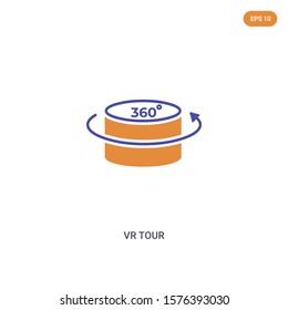 2 color VR tour concept vector icon. isolated two color VR tour vector sign symbol designed with blue and orange colors can be use for web, mobile and logo. eps 10.
