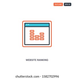 2 color Website ranking concept line vector icon. isolated two colored Website ranking outline icon with blue and red colors can be use for web, mobile. Stroke line eps 10.