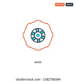 2 color whee concept line vector icon. isolated two colored whee outline icon with blue and red colors can be use for web, mobile. Stroke line eps 10.