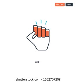 2 color will concept line vector icon. isolated two colored will outline icon with blue and red colors can be use for web, mobile. Stroke line eps 10.