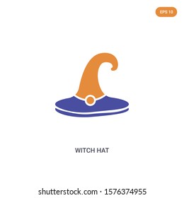 2 color Witch Hat concept vector icon. isolated two color Witch Hat vector sign symbol designed with blue and orange colors can be use for web, mobile and logo. eps 10.