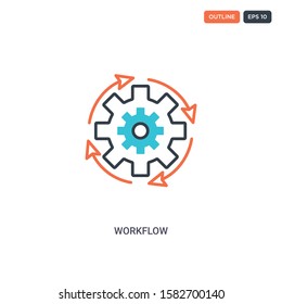 2 color Workflow concept line vector icon. isolated two colored Workflow outline icon with blue and red colors can be use for web, mobile. Stroke line eps 10.
