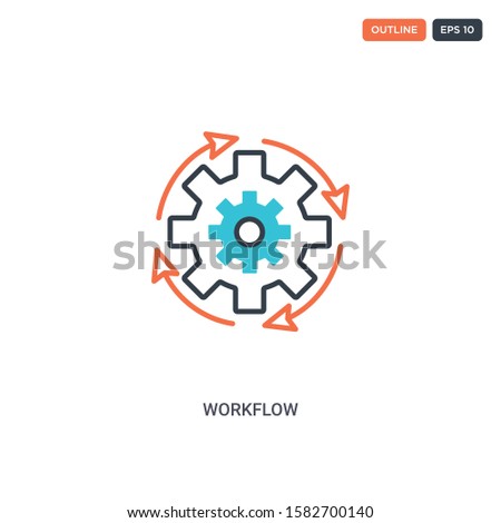 2 color Workflow concept line vector icon. isolated two colored Workflow outline icon with blue and red colors can be use for web, mobile. Stroke line eps 10.