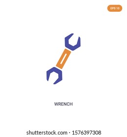 2 color wrench concept vector icon. isolated two color wrench vector sign symbol designed with blue and orange colors can be use for web, mobile and logo. eps 10.