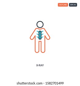 2 color X-Ray concept line vector icon. isolated two colored X-Ray outline icon with blue and red colors can be use for web, mobile. Stroke line eps 10.