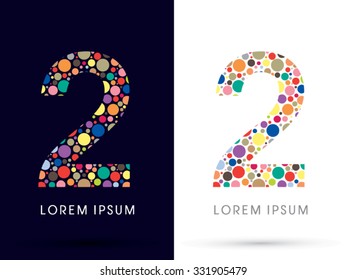 2 ,Colorful font, designed using colorful dot graphic vector.