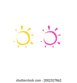 2 Colorful Suns sketch, signs, symbols, arts isolated on white