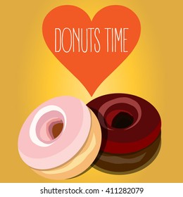 2 Colorful And Tasty Donuts, Vector Illustration