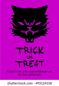 2 Colors Halloween minimal poster: Black cat design.