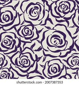 2 colores dibujados a mano con un patrón floral sin fisuras con rosas. Todo sobre el patrón vectorial.