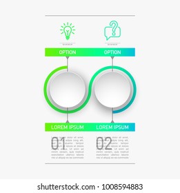 2 components make up something. Modern business circle origami style options banner. infographics vector, workflow layout, diagram, number options, two step up options, web design