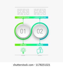 2 components make up something. Modern business circle origami style options banner. infographics vector, workflow layout, diagram, number options, two step up options, web design