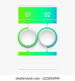 2 components make up something. Modern business circle origami style options banner. infographics, workflow layout, diagram, number options, two step up options, web design