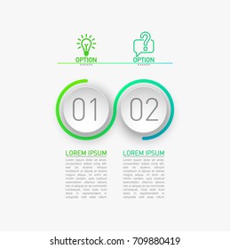 2 components make up something. Modern business circle origami style options banner. infographics vector, workflow layout, diagram, number options, two step up options, web design