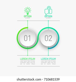 2 components make up something. Modern business circle origami style options banner. infographics vector, workflow layout, diagram, number options, two step up options, web design
