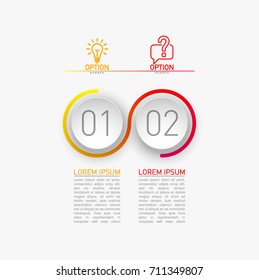 2 components make up something. Modern business circle origami style options banner. infographics vector, workflow layout, diagram, number options, two step up options, web design