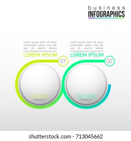 2 components make up something. Modern business circle origami style options banner. infographics vector, workflow layout, diagram, number options, two step up options, web design