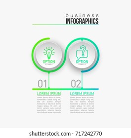 2 components make up something. Modern business circle origami style options banner. infographics vector, workflow layout, diagram, number options, two step up options, web design