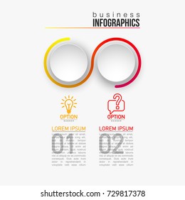 2 components make up something. Modern business circle origami style options banner. infographics vector, workflow layout, diagram, number options, two step up options, web design