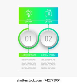 2 components make up something. Modern business circle origami style options banner. infographics vector, workflow layout, diagram, number options, two step up options, web design