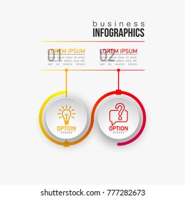 2 components make up something. Modern business circle origami style options banner. infographics vector, workflow layout, diagram, number options, two step up options, web design