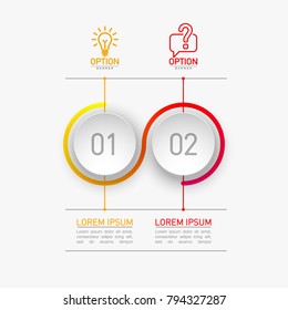 2 components make up something. Modern business circle origami style options banner. infographics vector, workflow layout, diagram, number options, two step up options, web design