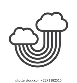 2 connected  clouds -  simple data flow architecture icon