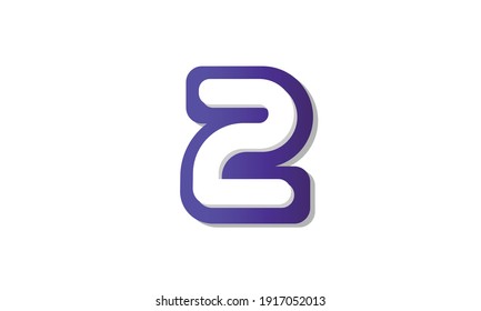 2 Cool Modern Purple 3D Number