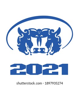 2 COWS BLUE WHITE BACKGROUND 2021