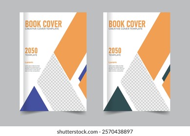 2 creative color variation, modern style book cover design or report cover template, with image
