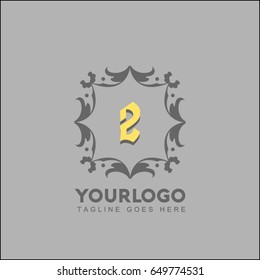 2 Creative template brand identity. Royal Elegant linear abstract monogram. Vector illustration for Hotel logo. Kings symbol.