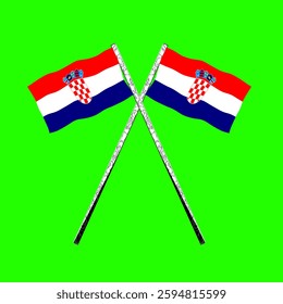 2 Croatian flags flying on crossed poles.