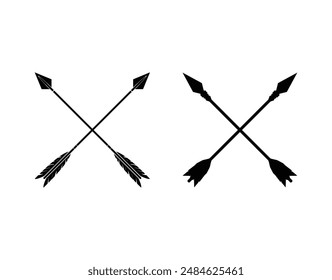 2 cross arrows silhouette vector art design