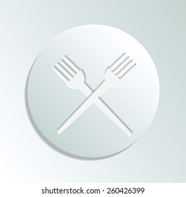 2 crossed fork  vector icon - paper illustration