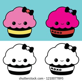 2 cupcakes kawaii
