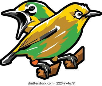 2 pájaro lindo encaramado en una rama