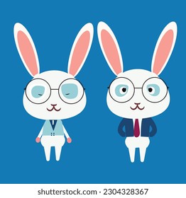 2 cute bunny vector illustration 