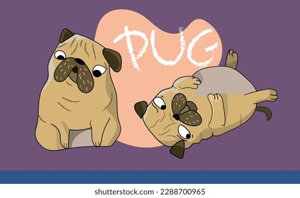 2 lindo perro gracioso de pug