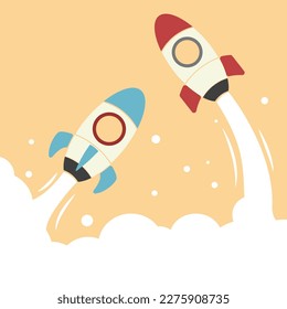 2 cute rockets with cute pastel tones Arranged in such a way that they are intertwined. Makes looking at work look more interesting. Can be used as a background or can lift elements to use in other wa