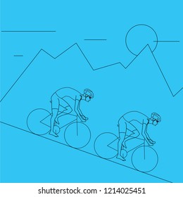 2 Cyclist Riding, Downhill