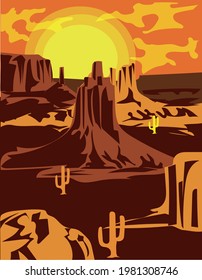2 d background western  _ vector art 