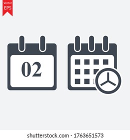 2 days event web icon, calendar icon.Calendar vector icon. Date and time, day, month. Holiday.