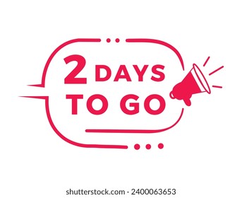 2 days to go banner, design badge icon. count time sale or promo for advertising. Flat style Vector template isolated on white background.
